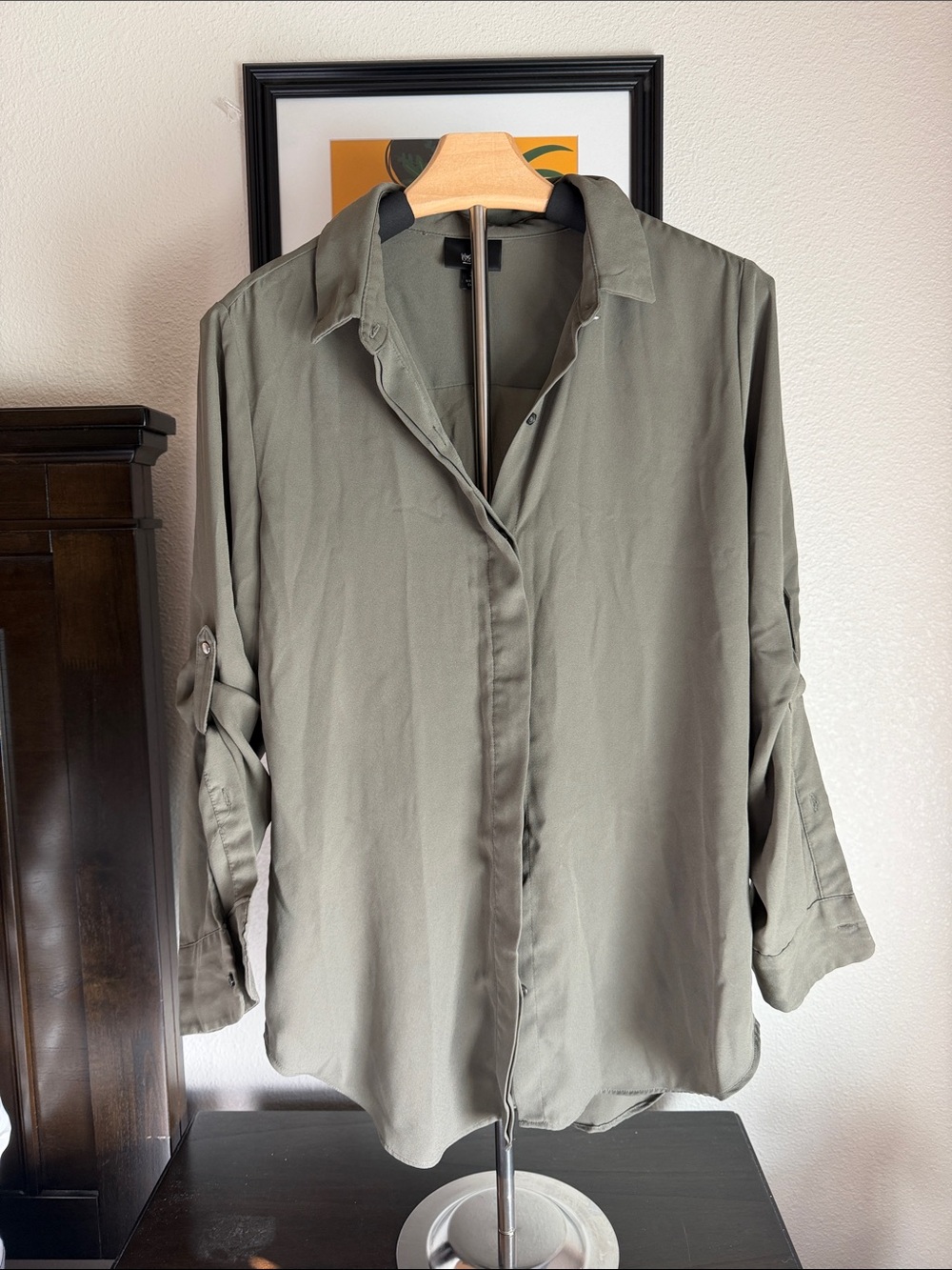 Massimo Olive Green Button-Down Shirt